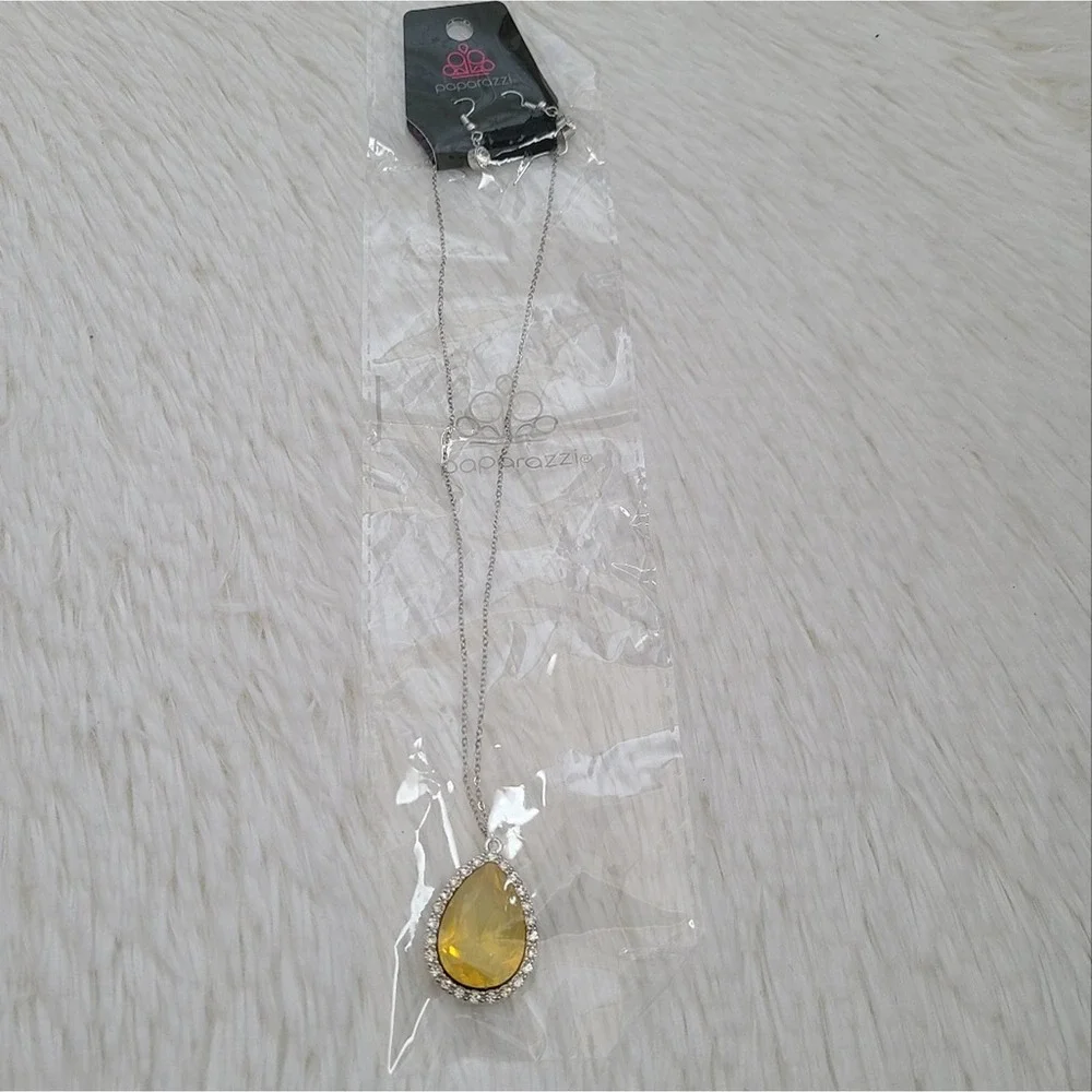 💙 Paparazzi Yellow Stone Necklace And Earrings‎ Jewelry Set NWT (3 For $15]